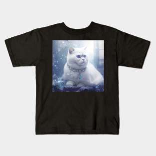 Magical White British Shorthair Cat Kids T-Shirt